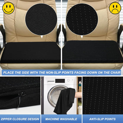 Gel Seat Cushion for Long Sitting - 16.5" x 14.5" x 2.4" (Extra Thick＆Soft)
