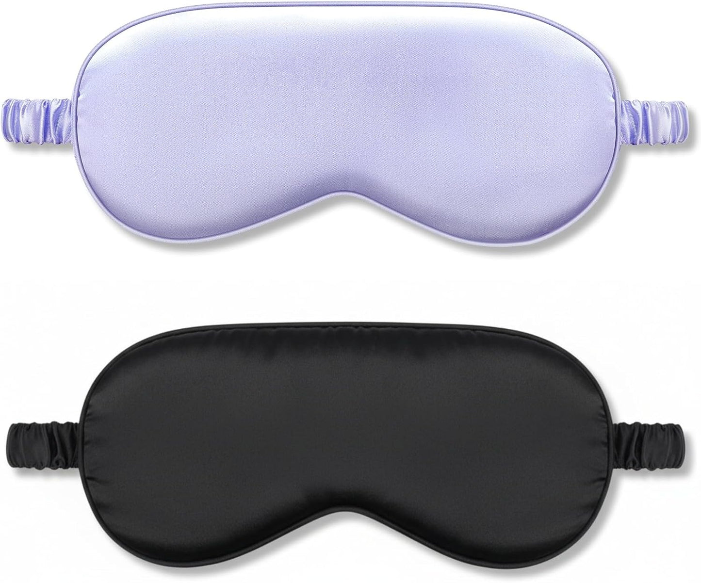 IEKEODI 2 Pack Sleep Masks, Blackout Eye Masks for Sleeping, (Black+Purple) | Silky Soft Comfort, Light Blocking Blindfold Design, Gentle Elastic Fit, Smooth Skin Feel, Travel and Nap Ready