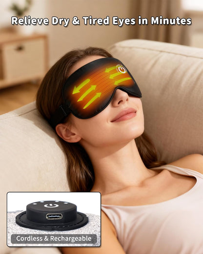 Heated Eye Mask for Dry Eyes, FSA-HSA Eligible, Cordless Rechargeable Warm Compress, 100% Mulberry Silk Removable Cover, 3 Heat Settings 95-131°F, 20-Min Auto-Off, USB-C, Stye & Sleep