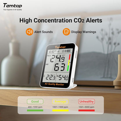 Temtop T1 Bluetooth Indoor Thermometer Hygrometer for Room Temperature | Humidity Notification Alerts, Data Export, Digital Gauge for Home, Office, Greenhouse, Garage, Nursery, Gift