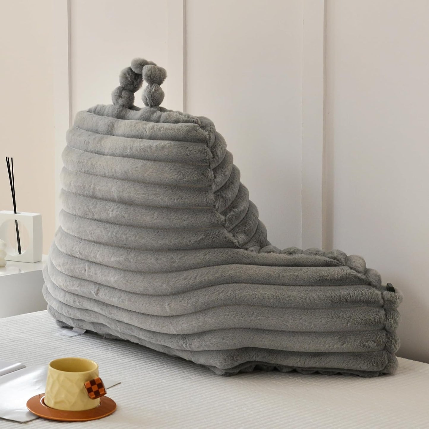 Large Reading Pillow for Adults, Back Support Pillow for Sitting Up in Bed with Arms, Couch for Lounging Bedrest, Pink