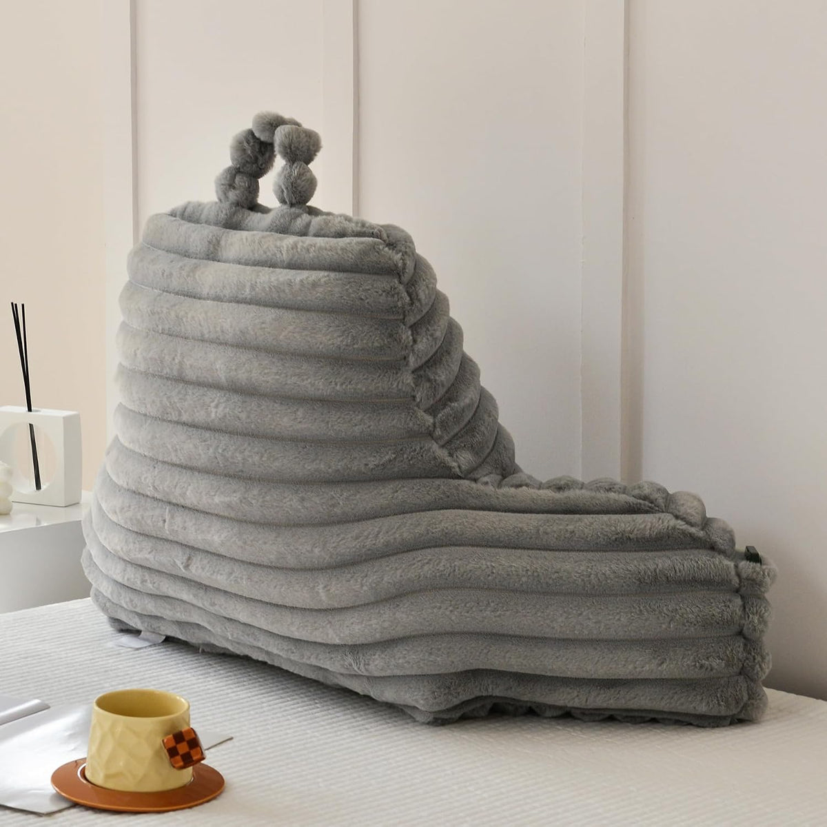 Large Reading Pillow for Adults, Back Support Pillow for Sitting Up in Bed with Arms, Couch for Lounging Bedrest, Pink