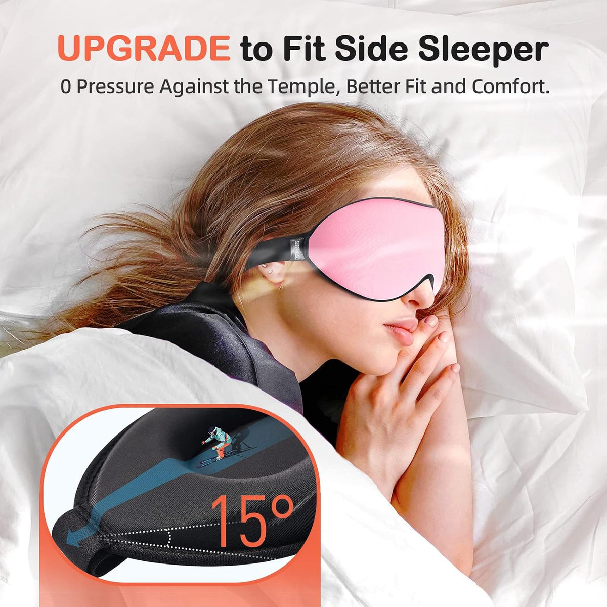 INNELO Sleep Mask for Side Sleeper, 3D Zero-Pressure, 100% Blackout, Nap