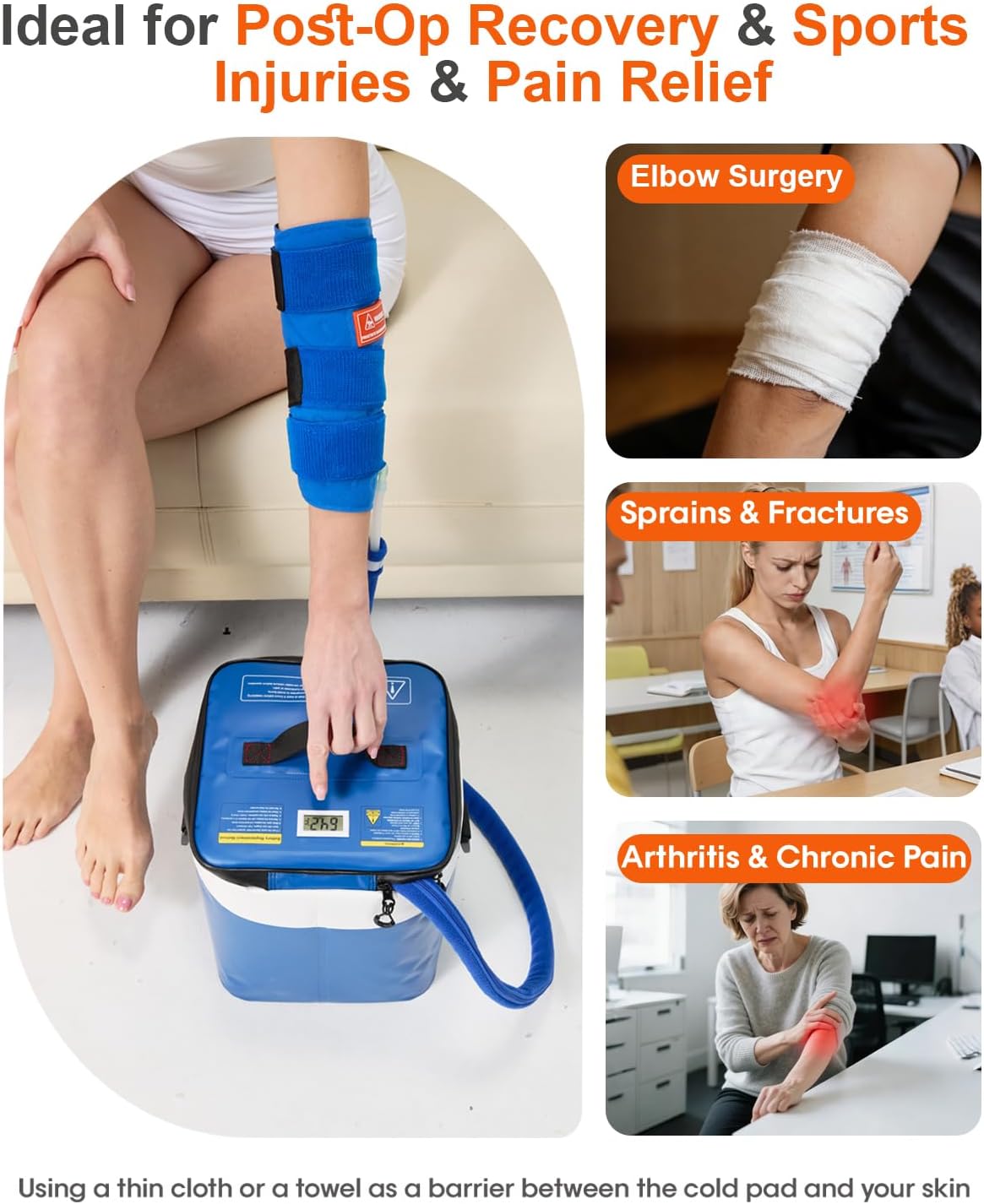 JOBYNA Leakproof Cold Therapy Knee Pad – Compatible Exclusively Ice Therapy Machine, Continuous Circulating Ice Knee Wrap for Post-Surgery Recovery, ACL, Meniscus Tear – No Gel Replacement Pad