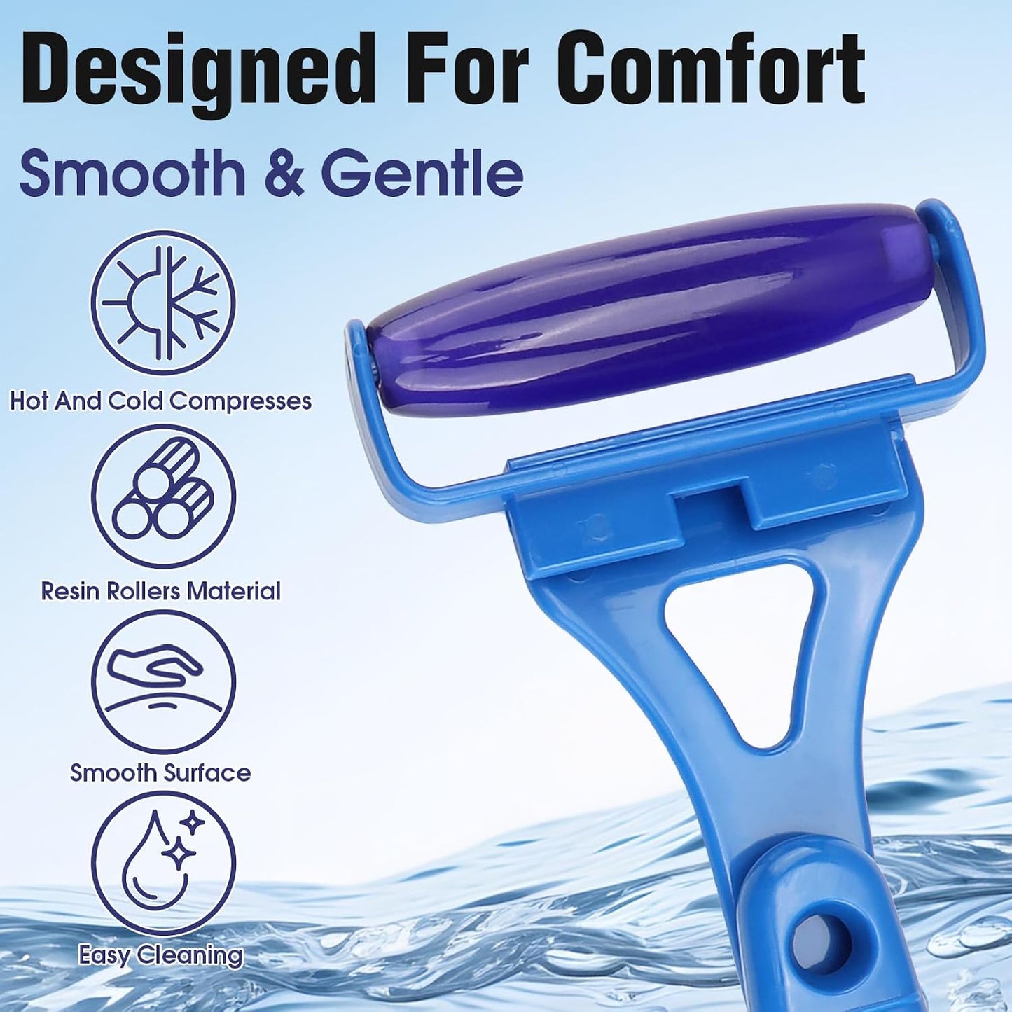 Foldable Manual Leg Massage Rollers for Back, Portable Back Massage Rollers | Women Leg Massage Roller, 3 Rollers with Storage Bag, Dual Hot and Cold Use Body Roller for Leg Facial Muscle Relaxation Blue