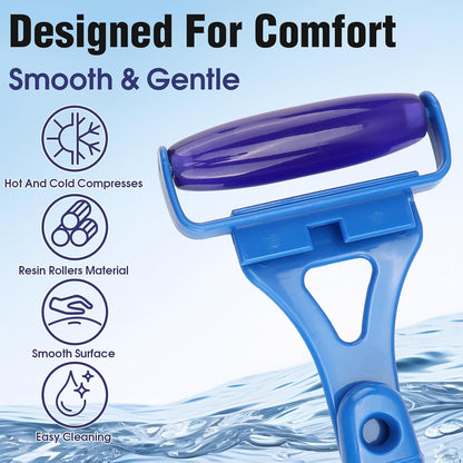 Foldable Manual Leg Massage Rollers for Back, Portable Back Massage Rollers | Women Leg Massage Roller, 3 Rollers with Storage Bag, Dual Hot and Cold Use Body Roller for Leg Facial Muscle Relaxation Blue