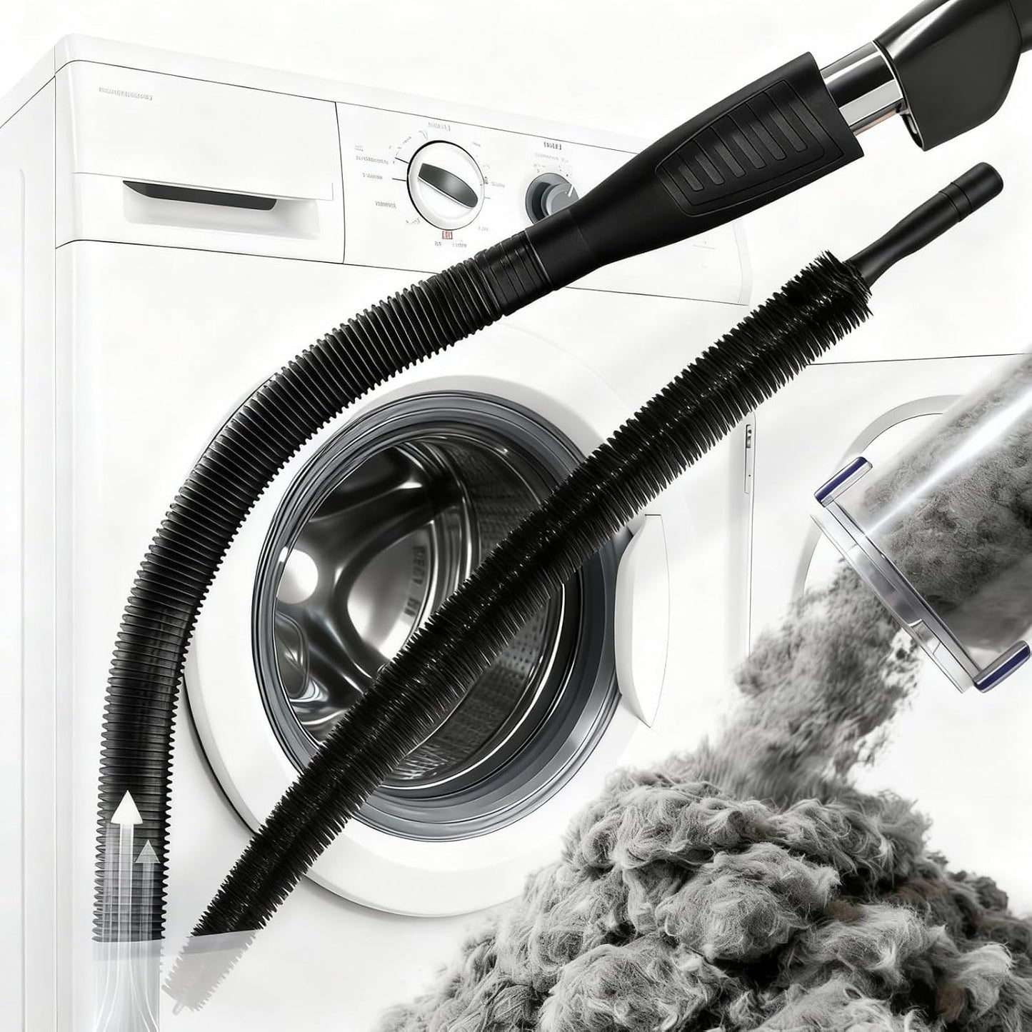 Dryer Vent Cleaner Kit - Universal Vacuum Hose Attachment & Lint Brush, Effectively Clean Clogged Dryer Ducts, Fit Most Vacuums for Dryer, Refrigerator Coils & Behind Appliances (Blue)