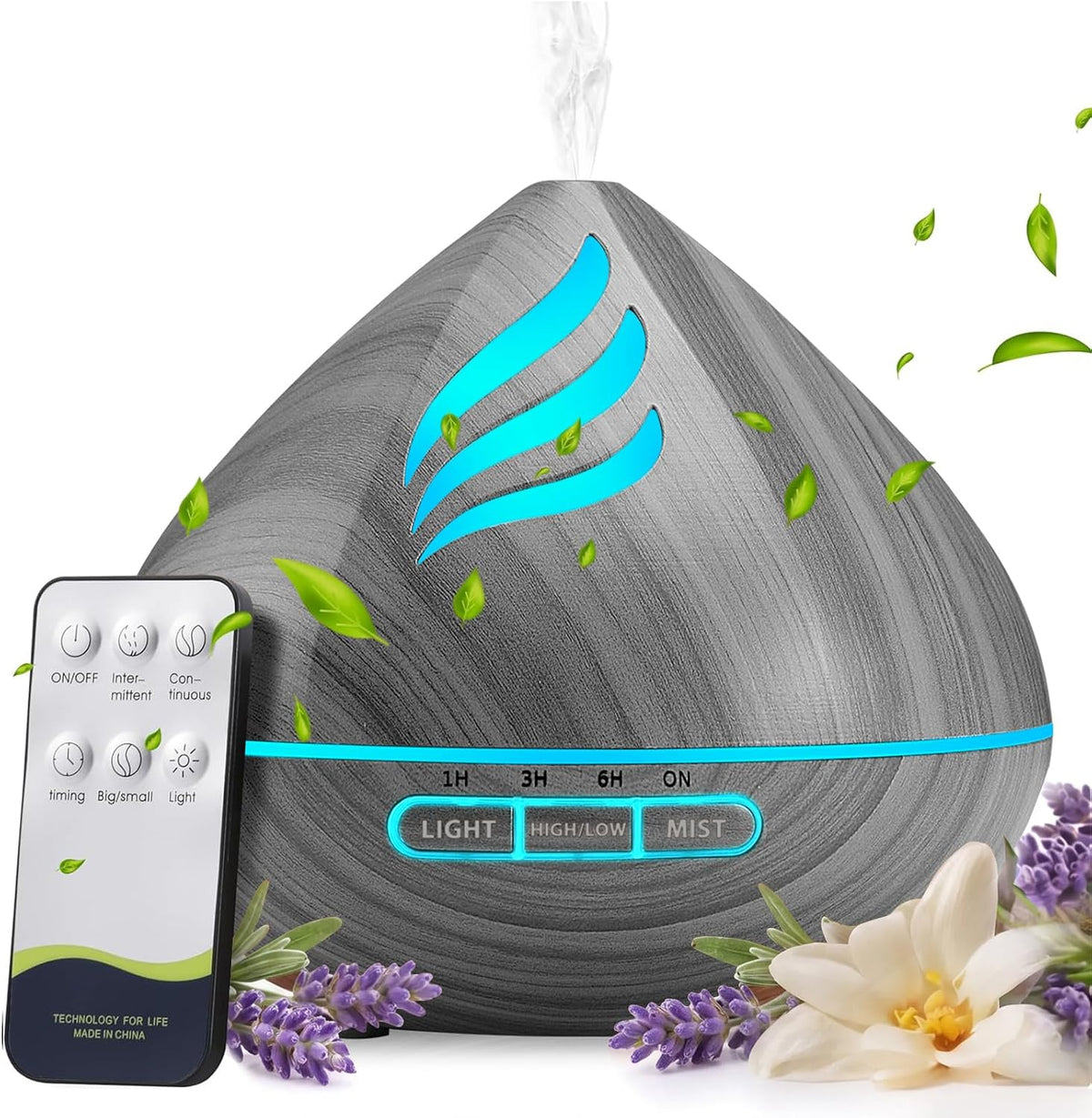 500ML Essential Oil Scent Diffuser: Remote Control &14 Colors LED - Black