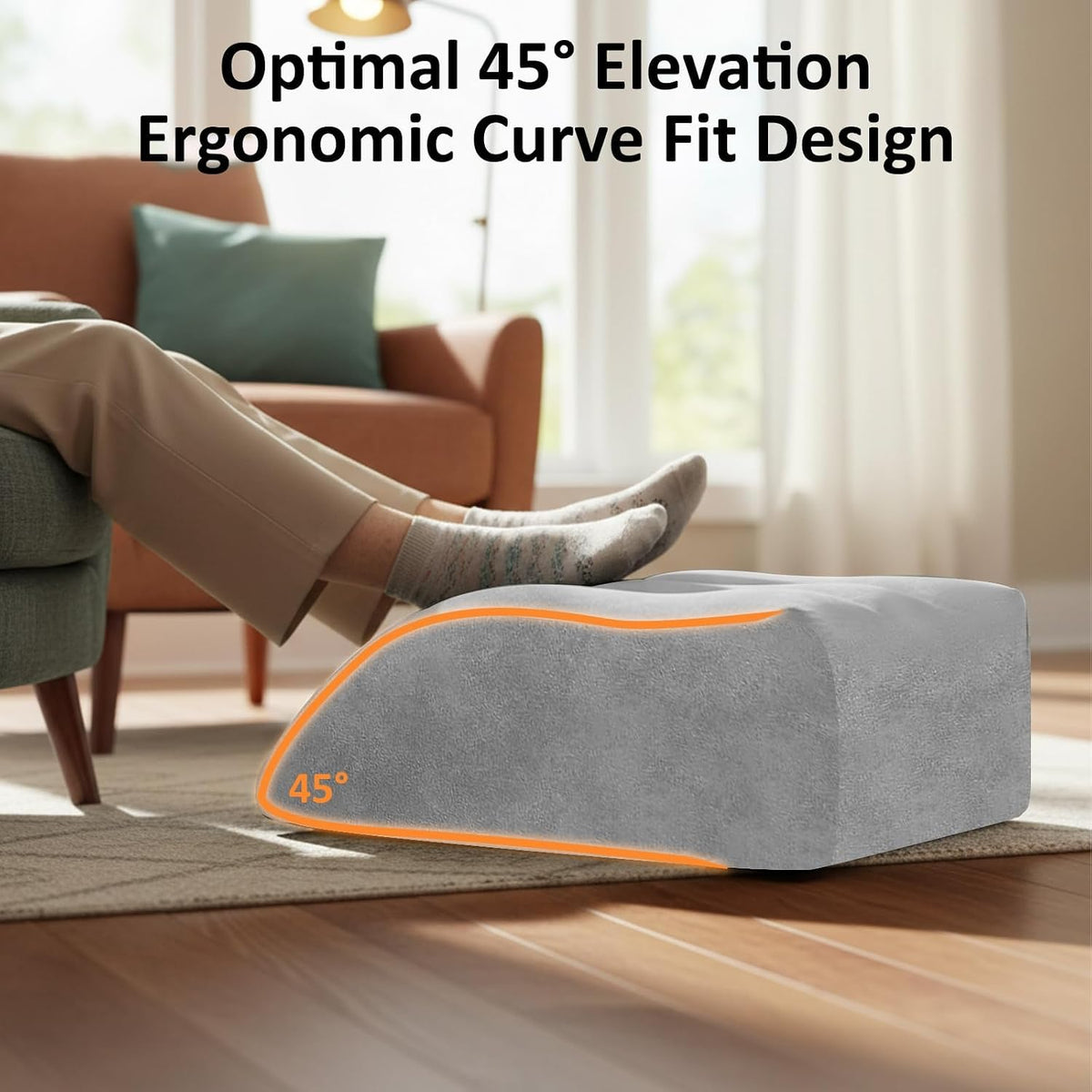 Portable Inflatable Wedge Leg Elevation Pillow - Foldable 45 Degree Wedge Leg Bolster Pillow Use in Bed, Adjustable Incline for Sleeping,Travel,Back Support,Reduce Swelling, Improve Circulation (Grey)