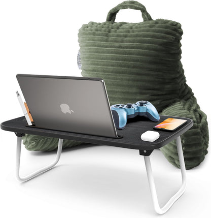 Nestl Reading Pillow with Shredded Memory Foam, Luxe Cut Plush Back Pillow for Sitting Up in Bed, Back and Arms Adjustable Support for Adult & Teens, Backrest Pillows with Washable Cover Dark Grey