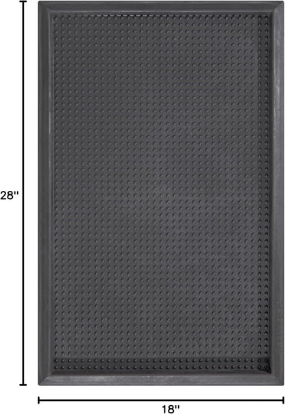 Ottomanson Indoor/Outdoor Boot Tray Non-Slip Doormat Modern Entryway Mat for Entryway Patio Backyard Garage, 18" x 28", Black