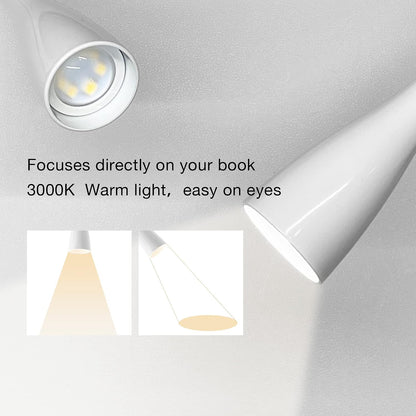 LED Reading Light, Eye-Caring Book Light for Reading in Bed, 360° Flexible Clip on headboard lamp, 5W 3000k Desk Lamp with Clamp for Bedroom, Office, Painting, Workbench and Sewing, White