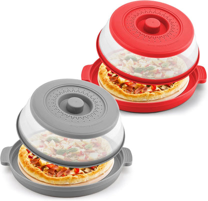 2 Pack Microwave Splatter Cover & Anti-scald Plate,Collapsible Plastic & Silicone Microwave Cover for Food with Vented,Kitchen Dish Guard Cover for Meal Prep,Home Apartment Essential