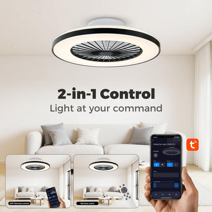 18.9" RGB Flush Mount Ceiling Fan with Light, 6 Speeds 3 Colors | Indoor Ceiling Fan · RGB+3CCT Dimmable · App/Remote Control · Quiet DC · 6-Speed Reversible · Flush Mount 18.9" · Kids Room