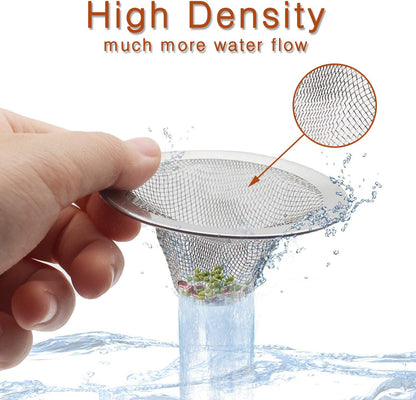 2pcs Heavy Duty Stainless Steel Slop Basket Filter Trap, 2.75" Top / 1" Mesh Metal Sink Strainer Shower Drain Hair Catcher for Kitchen Bathroom Bathtub Wash Basin Floor Balcony Drain Hole, Utility