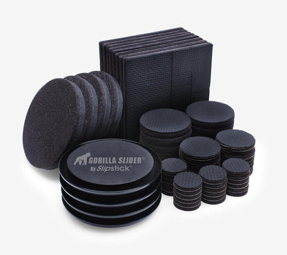 Slipstick GorillaPads CB144 Non Slip Furniture Pads/Grippers (Set of 8) Furniture Feet Floor Protectors, 2 Inch Round, Black