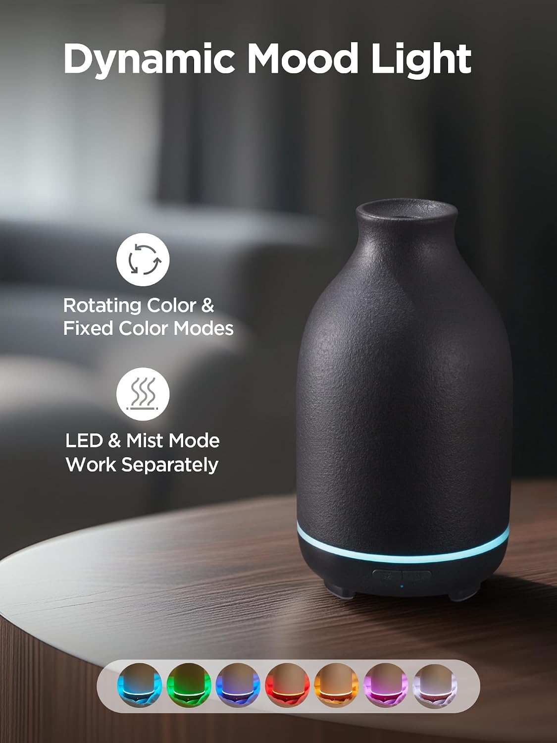InnoGear Essential Oil Diffuser, 150ml Ceramic Stone Diffuser Handcrafted Aromatherapy Diffusers Ultrasonic Cool Mist Humidifier Vaporizor with 2 Mist Modes Waterless Auto Off for Room Office, White