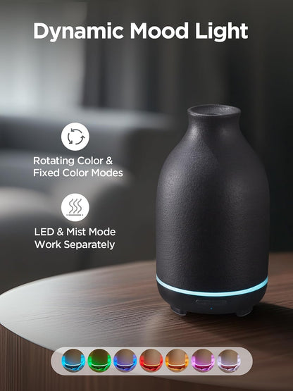 InnoGear Essential Oil Diffuser, 150ml Ceramic Stone Diffuser Handcrafted Aromatherapy Diffusers Ultrasonic Cool Mist Humidifier Vaporizor with 2 Mist Modes Waterless Auto Off for Room Office, White