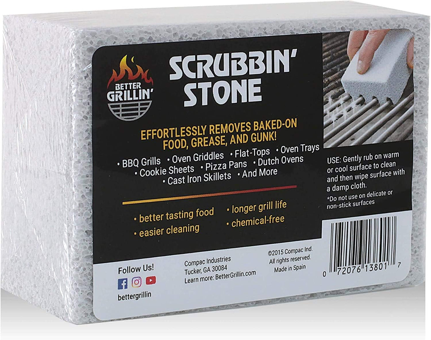 Better Grillin Scrubbin Stone Grill Cleaning Brick Block | Griddle Stone | Grill Stone Cleaning Block | Barbecue Grill Cleaner for BBQ, Griddle, & Racks