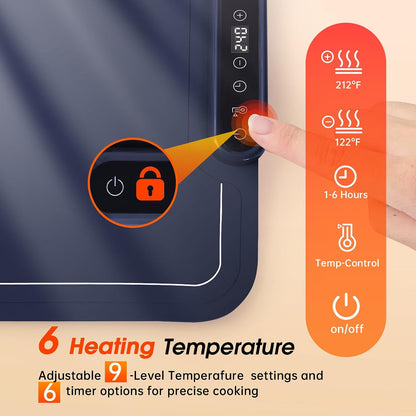 Warming Mat for Food Extra Large- 24"x16" Electric Warming Trays for Buffets Party, Food Warmers for Thanksgiving, Christmas House Warming Gift, Portable Heating Mat with 9 Temp Settings & 6H Timer