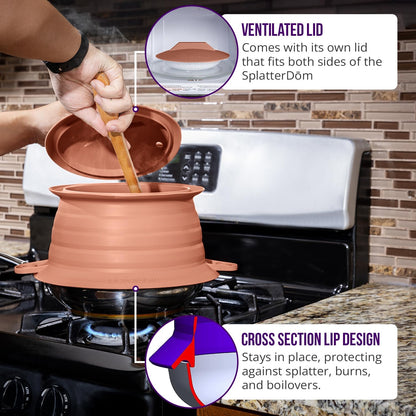 L.I.Q. Silicone Splatter Guard, Durable SplatterDom, Blue Steel, Large | 10 and 12 Inch Pots, 10'' Lid, Food and Oil Splash Guard for Cooking, Easy to Clean and Store, BPA-Free, Microwave Safe