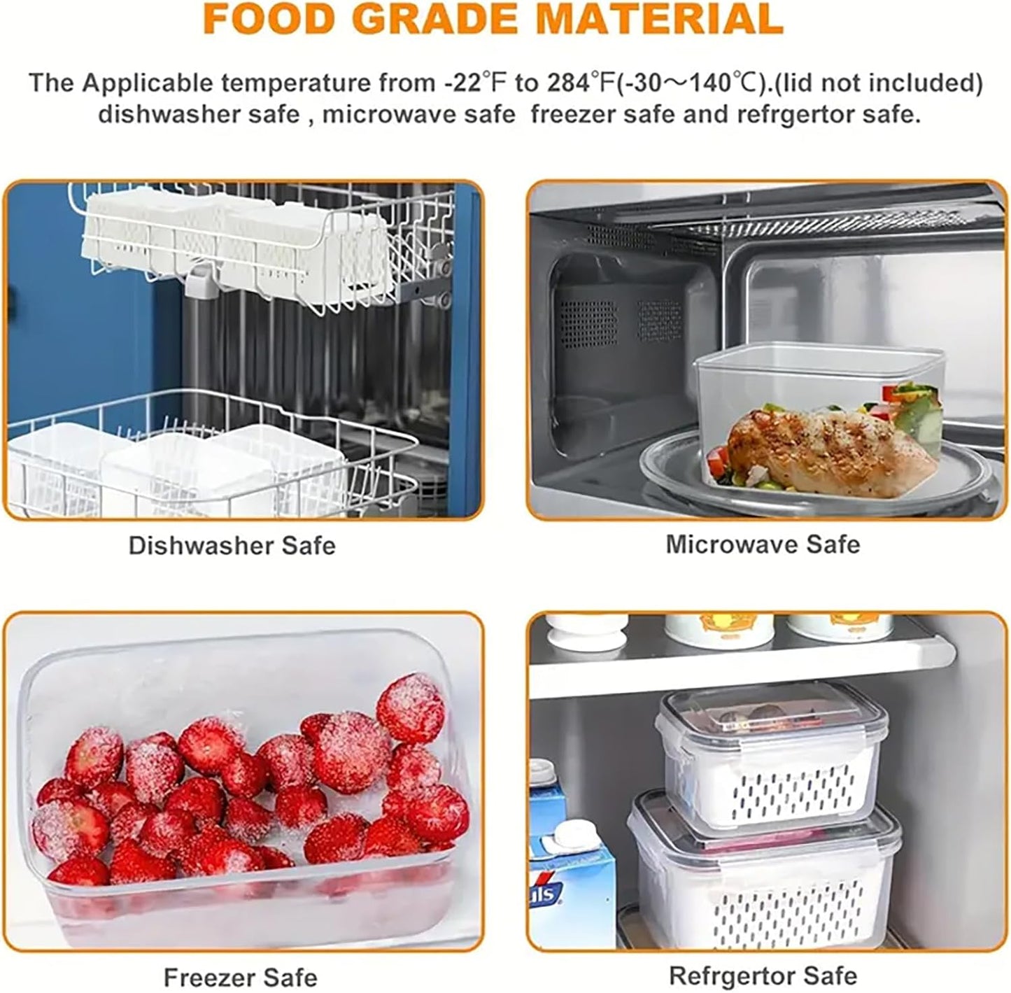 3pcs 4 in 1 Fruit Storage Containers for Fridge with Removable Colanders | Airtight, stackable, keeps food fresh. Dishwasher safe. Berry, vegetable, produce basket, strainer, refrigerator keeper