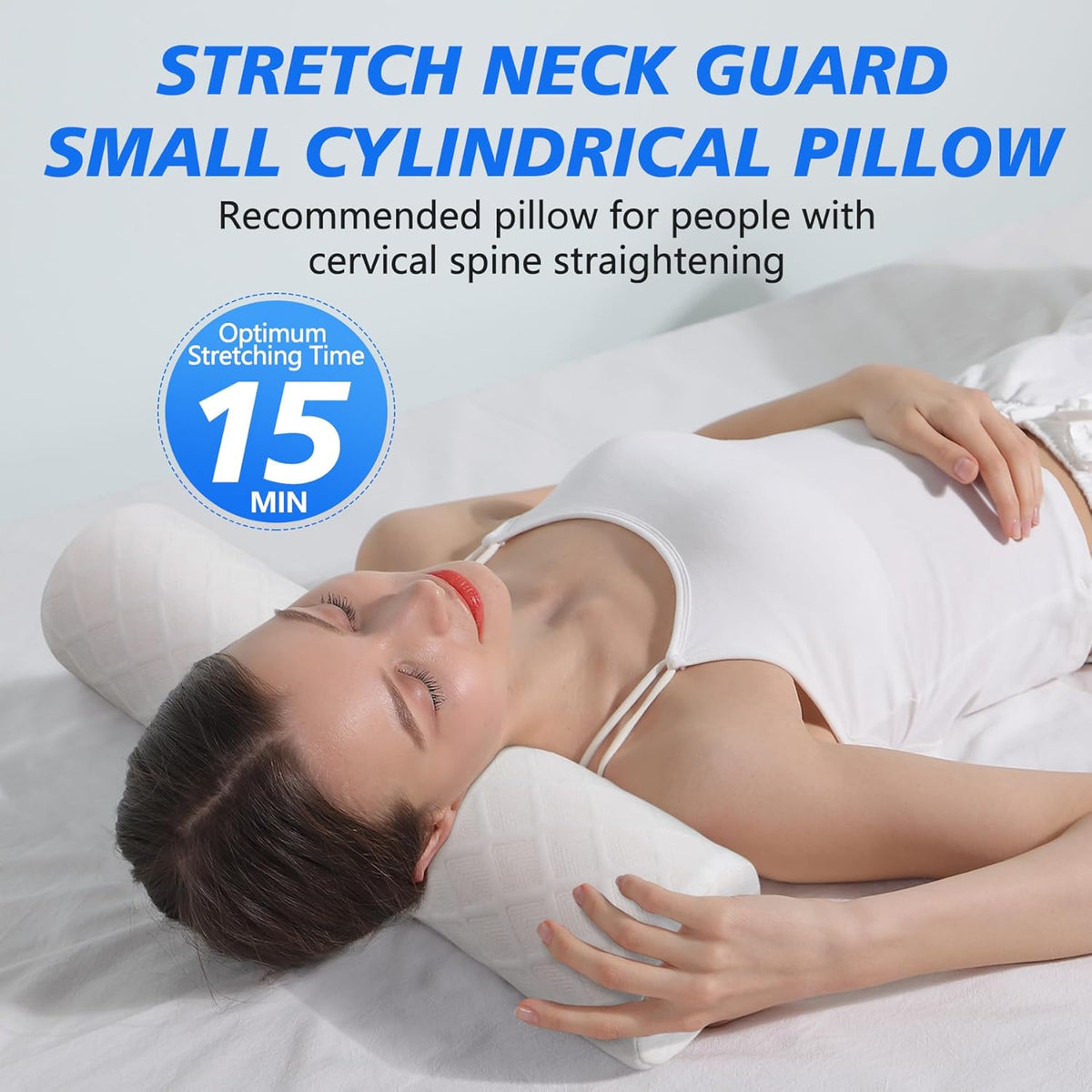 Cozyhealth 3.1" H Small Cervical Roll Pillow, Medium Soft Memory Foam Neck Round Pillow Cylinder Bolster Pillow for Sleeping, Round Neck Support for Bed, Legs, Back and Yoga (Grey, Small - 3.1" H)