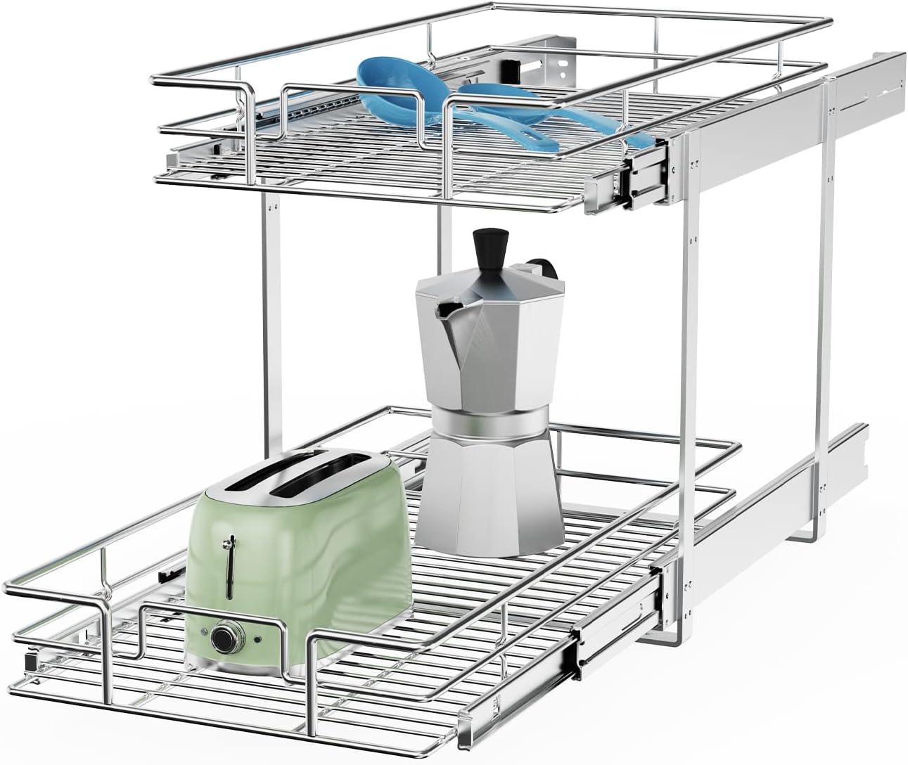 ROOMTEC Pull Out Cabinet Organizer, Pull Out Shelves 5½" W x 21½" D, Heavy Duty Cabinet Drawers Slide Out Kitchen Organizers Storage Shelf