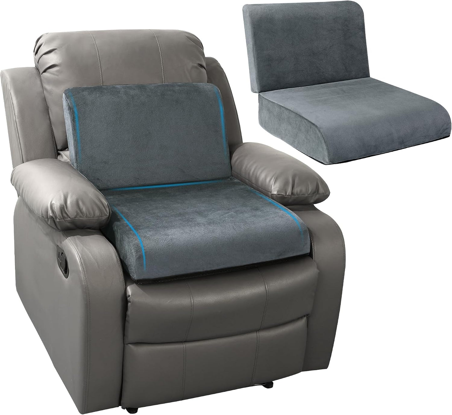 HOMBYS Recliner Seat Cushion with Lumbar Supportive Pillow Extra Large Non-Slip Seat Cushion with Back Support Cushions,Cruve Edge Design for Relief Thighs Pressure, Brown
