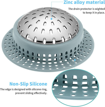Aluvor Bathtub Drain Hair Catcher Shower Drain Cover Sink Drain Protector | Bathroom Sink & Bathtub Drain Strainer for Pop-Up & Regular Drains, grey