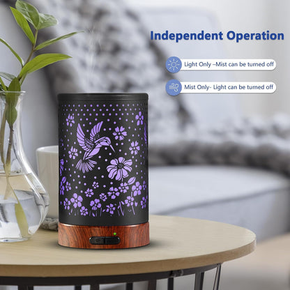 EQUSUPRO Essential Oil Diffuser 150ml Black Metal Aromatherapy Oil Diffuser Ultrasonic Cool Mist Diffuser with Auto Shut-Off Protection,7 Colors Changed LED for Home Office SPA Yoga