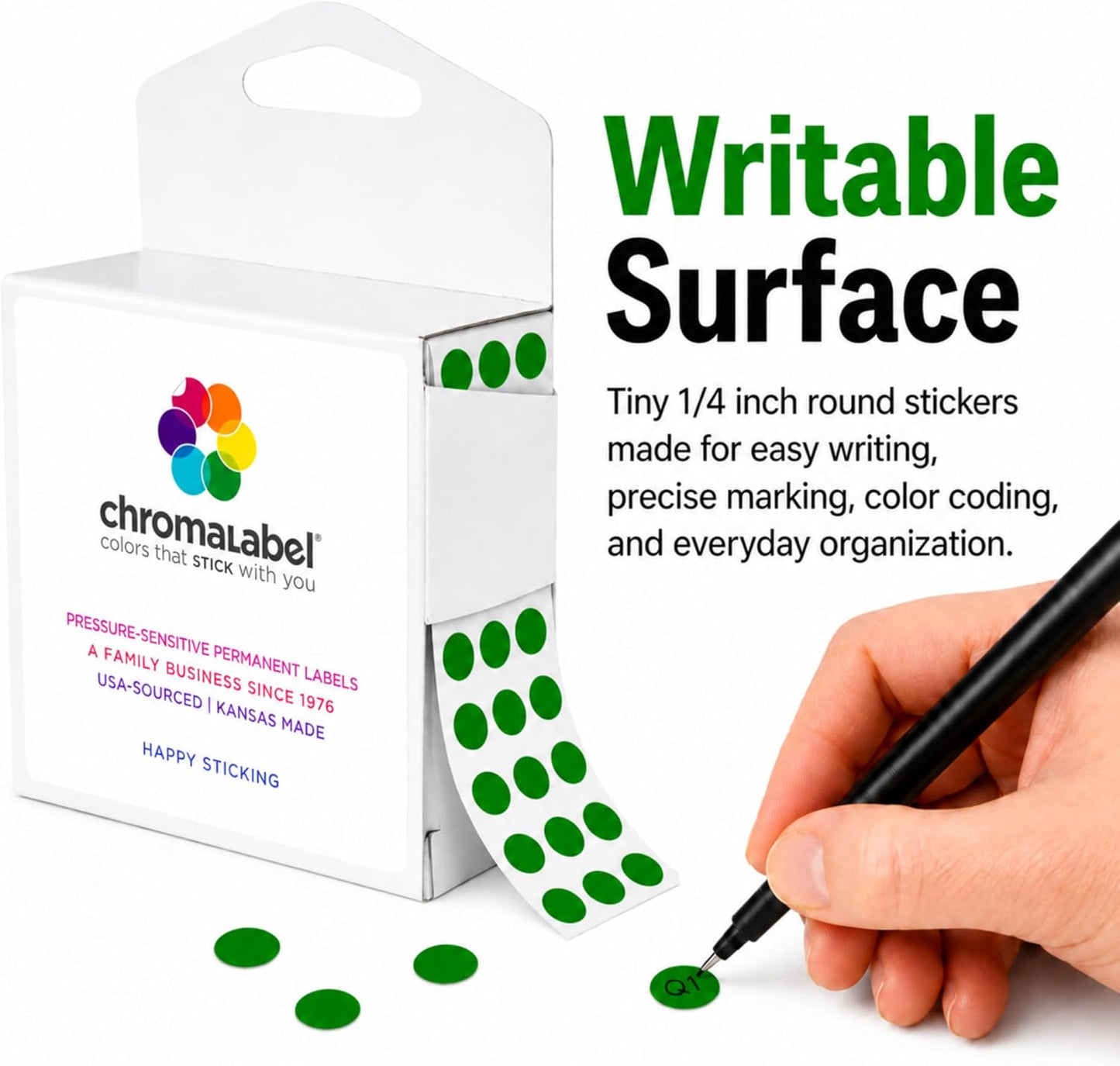 Dark Blue, Red & Yellow Dots, 1/4 Inch, 1000/Box Each Color | Writable Semi-Gloss Circle Labels in Dark Blue, Red and Yellow for Offices, Retail and Classrooms. Made in USA - Colors B
