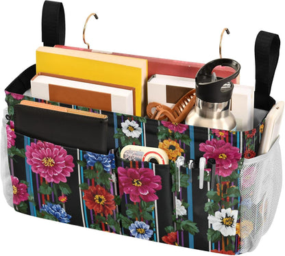 Bedside Caddy Hanging Bunk Bed Caddy Bed Organizer Hanging Pocket with 2 Hooks Bedside Storage Organizer Pocket Bag Holder Checkered Light Green - Colors B