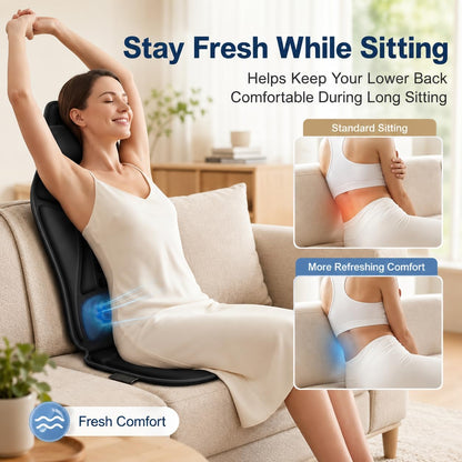 Vibrating Back Massager for Chair with Heat & Cooling, Chair Massager Pad with Adjustable Neck Support, Vibration Massage Seat Cushion for Office Chair Recliner, Home Relaxation