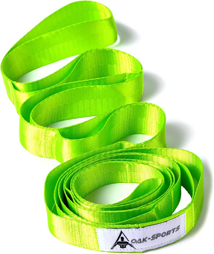 Oak-Sports Stretching Strap Yoga Strap for Physical Therapy with 10 Loops, Yoga Straps for Stretching, Upgraded Non-Elastic Stretch Band for Pilates, Dance and Gymnastics with Workout Guide