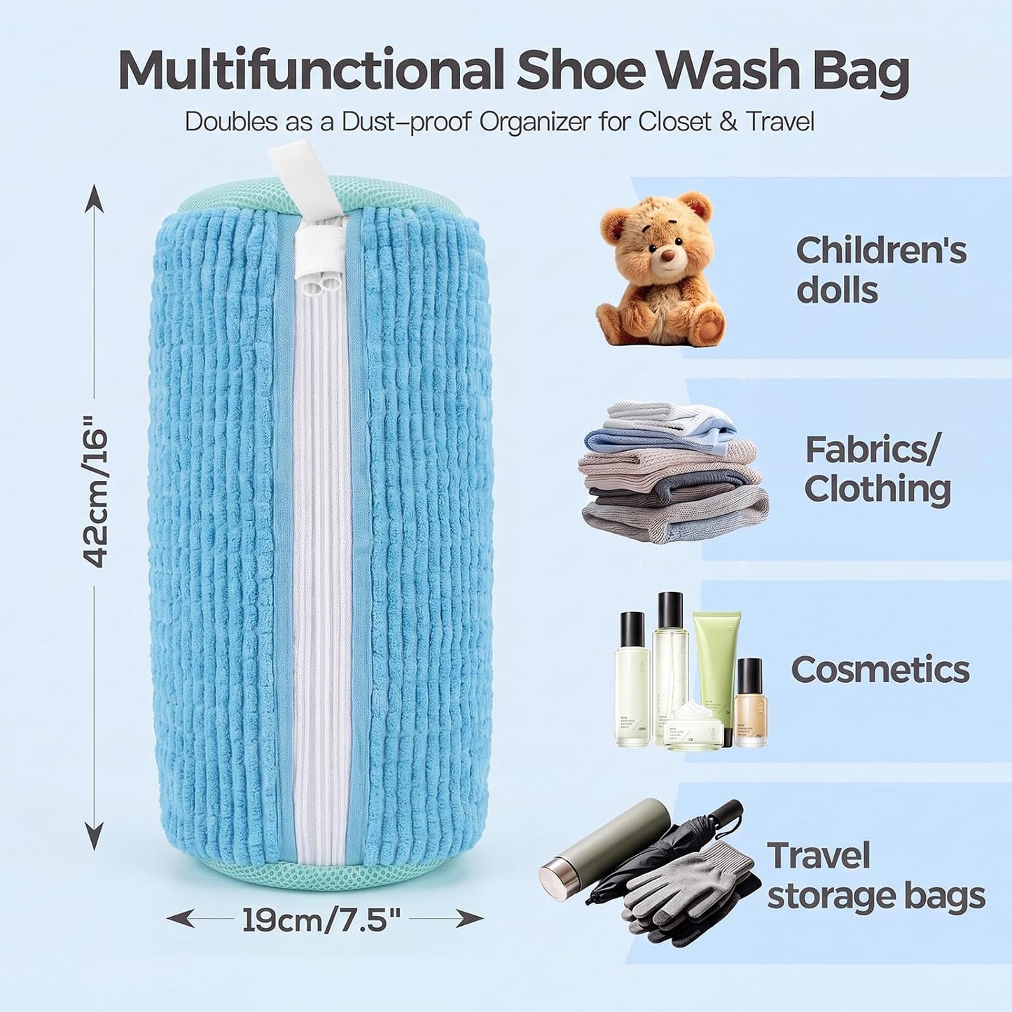 Dual Shoe Washing Machine Bag for Washer and Dryer Holds 2 Shoes (Yellow) | Reusable Laundry Shoe Bag with Microfiber Brushes, 360° Deep Cleaning, Self-Locking Zipper,Sneaker Tennis Shoe Cleaning Bag