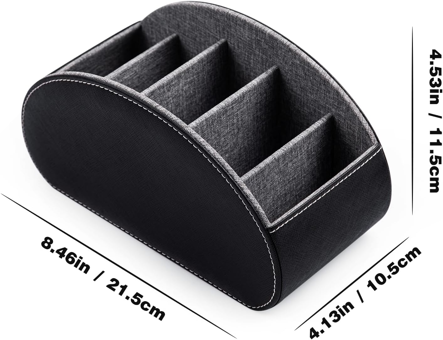 Remote Control Holders Organizer Box with 5 Compartment PU Leather Caddy | Multi-functional Office Desk Storage Caddy Store Tv Remote for Media Player,Brush,Pencil,Glassees&Office Supplies