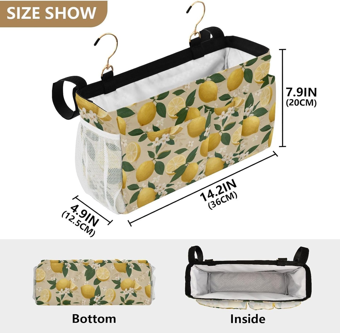 Bedside Caddy Hanging Bunk Bed Caddy Bed Organizer Hanging Pocket with 2 Hooks Bedside Storage Organizer Pocket Bag Holder Checkered Light Green - Colors B