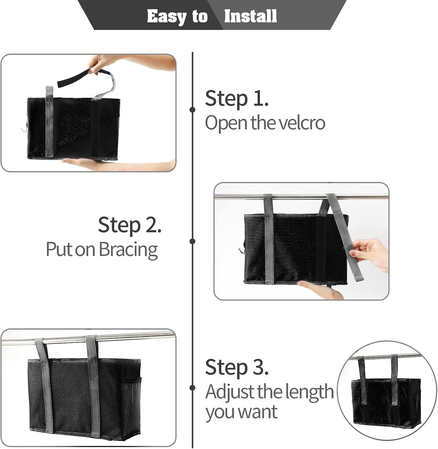 Bseash Bunk Bed Organizer, Bedside Caddy Hanging Bed Organizer Storage Bag 8 Pockets, for College Dorm Rooms Bed, Hospital Bed, Baby Bed Rails, 600D Oxford Cloth