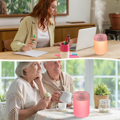 Portable Small Humidifier, 650ml Plant Humidifier, Blue | 7 Colors&Warm Light, Mini Humidifiers for Plants, Bedroom, Office, Dsektop