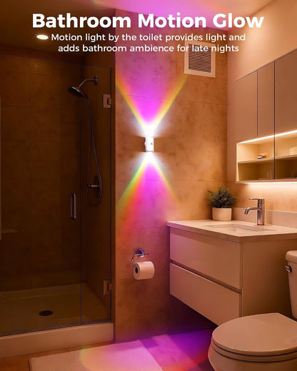 Motion Sensor Wall Light, Rechargeable Peel and Stick on Sconce Set of 2