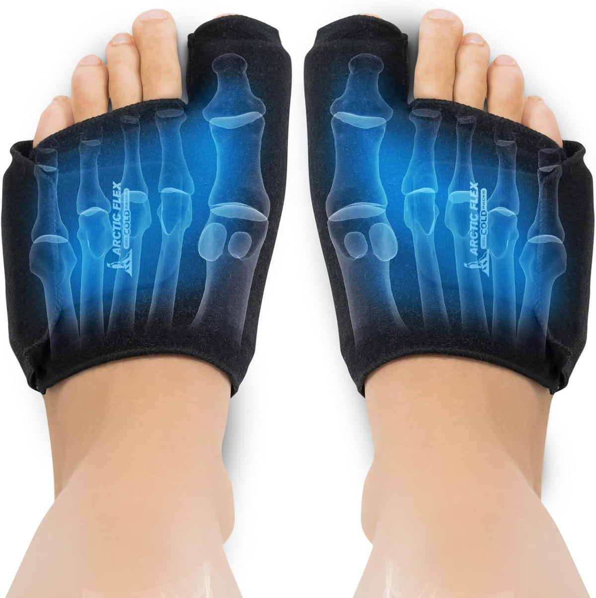 Arctic Flex Foot Ice Pack (Pair) Toe Wrap for Bunion, Plantar Fasciitis, Hallux Valgus, Gout, Swelling & Injuries - Cold & Heat Gel Therapy for Joint Pain Relief & Feet Recovery - Reusable Compression