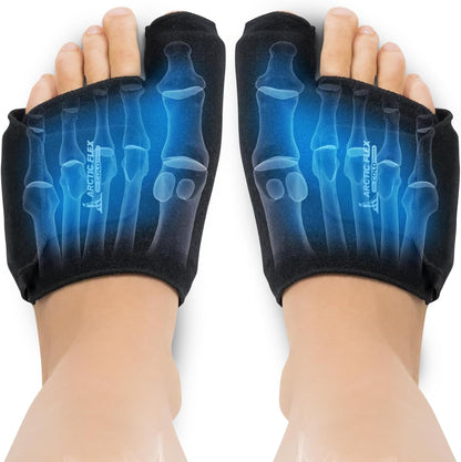 Arctic Flex Foot Ice Pack (Pair) Toe Wrap for Bunion, Plantar Fasciitis, Hallux Valgus, Gout, Swelling & Injuries - Cold & Heat Gel Therapy for Joint Pain Relief & Feet Recovery - Reusable Compression