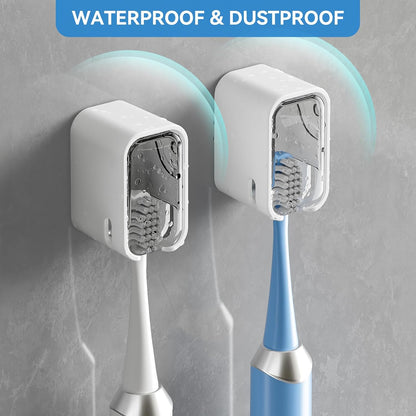 MOPMS Single Slot Toothbrush Holders Wall Mounted with Cover for Bathrooms | 2PCS Toothbrush Cover for Shower, Single Toothbrush Dispenser Storage Organizer for Family & Travel