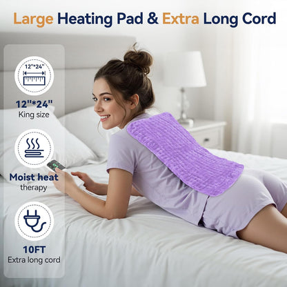 Heating Pad for Back, 17 x 33 in,9 Heat Settings,4 Timer, Gray