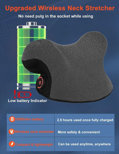 Upalled Wireless Heated Neck Stretcher for Pain Relief, Portable Cordless Neck Shoulder Cervical Traction Device with Graphene Heating Pad No Smell Magnetic Therapy Case Relaxer for Spine Alignme
