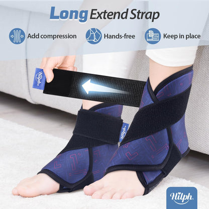 Hilph Ankle Heel Ice Pack Wrap for Swelling, Achilles Tendonitis, Sprain | Longer Strap for Cold Compression Therapy, Flexible Gel Foot Ice Pack Wrap, for Ankle Surgery Recovery, Plantar Fasciitis