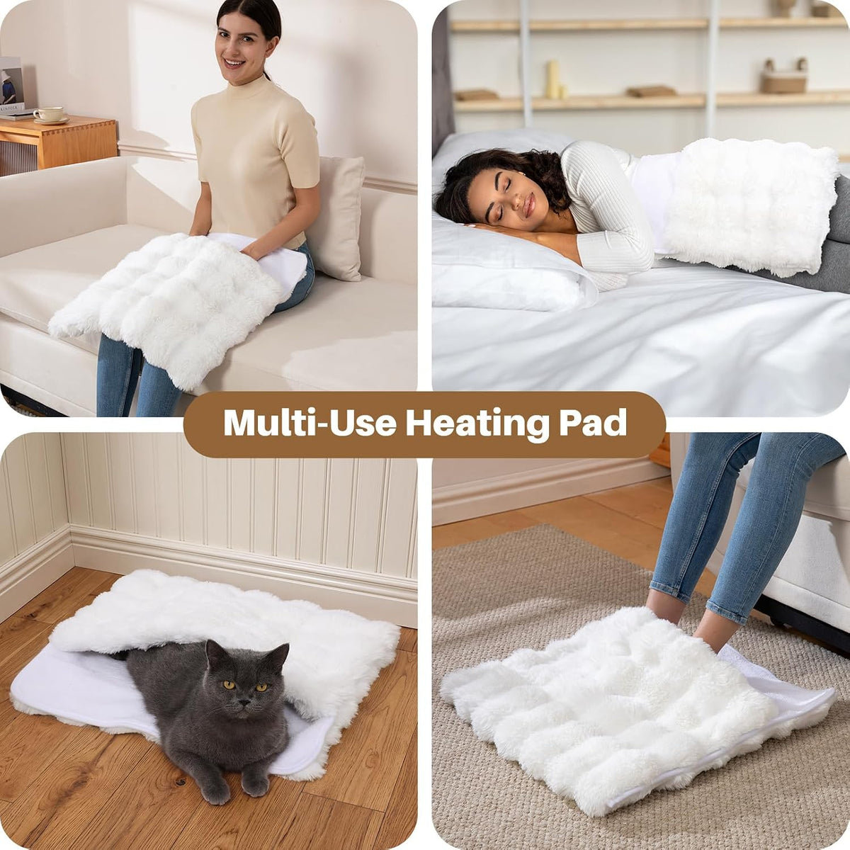 Electric Foot Warmer, Luxury Faux Fur Heating Pad for Feet Pain Relief Cramp, Heated Foot Warmer for Under Desk & Bed with 3 Heat Settings & 2H Auto-Off, ETL Certified, 20x22 Inch, Dark Grey