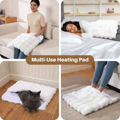 Electric Foot Warmer, Luxury Faux Fur Heating Pad for Feet Pain Relief Cramp, Heated Foot Warmer for Under Desk & Bed with 3 Heat Settings & 2H Auto-Off, ETL Certified, 20x22 Inch, Dark Grey