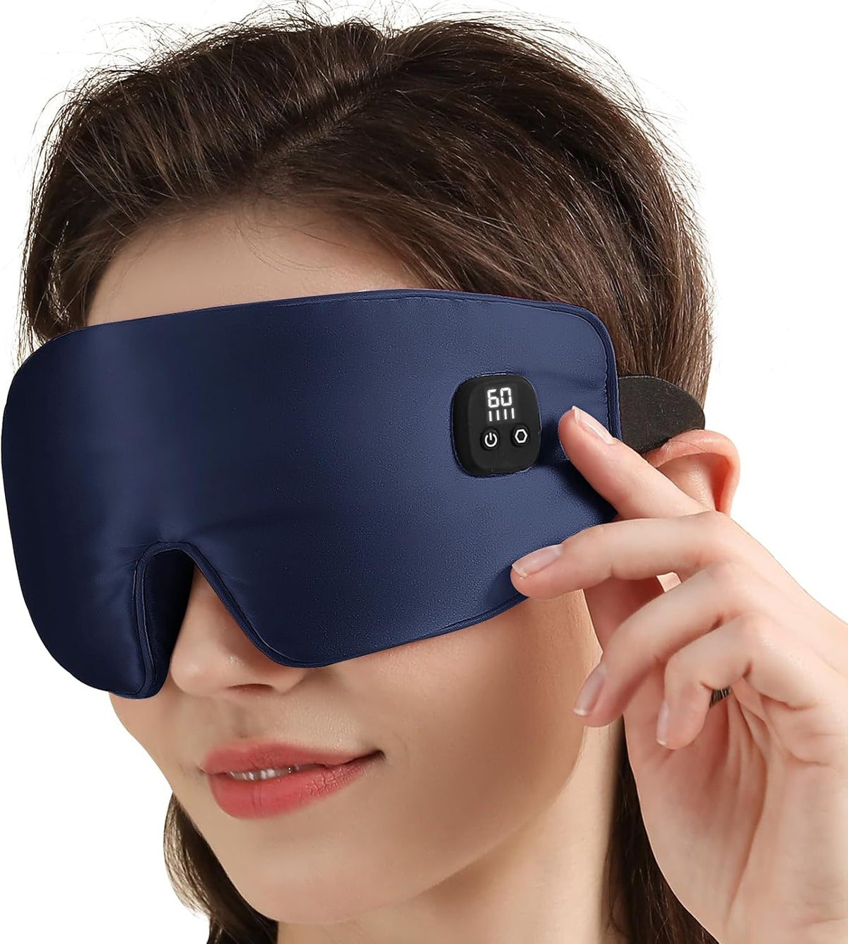 Heated Eye Mask for Dry Eyes, Cordless Warm Eye Compress with 4 Heat & time Levels, Eye Heating pad for Blepharitis, Styes, Travel, Improved Sleep, Gift (Navy Blue)